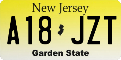NJ license plate A18JZT