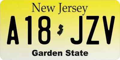 NJ license plate A18JZV