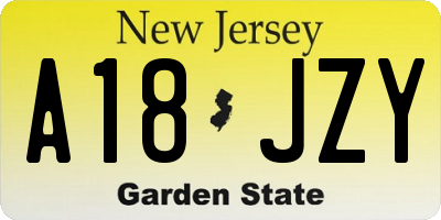 NJ license plate A18JZY
