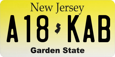 NJ license plate A18KAB