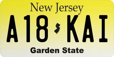 NJ license plate A18KAI