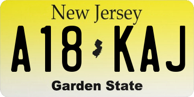 NJ license plate A18KAJ