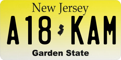 NJ license plate A18KAM