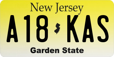 NJ license plate A18KAS