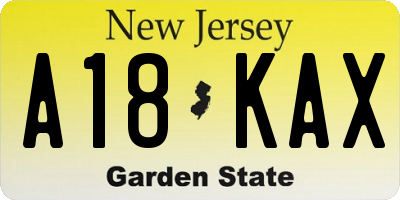 NJ license plate A18KAX