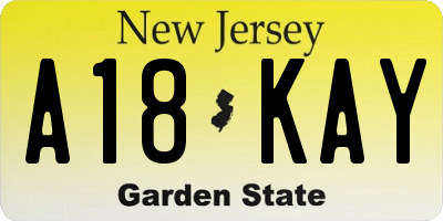 NJ license plate A18KAY