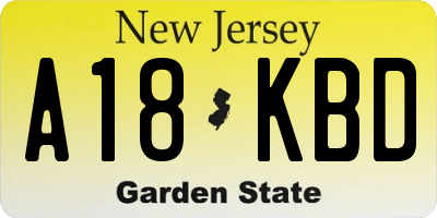 NJ license plate A18KBD