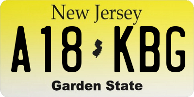 NJ license plate A18KBG