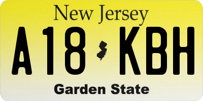 NJ license plate A18KBH