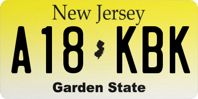 NJ license plate A18KBK