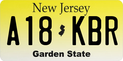 NJ license plate A18KBR