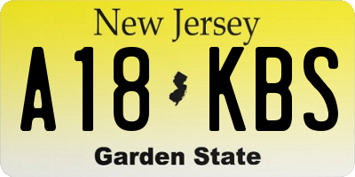 NJ license plate A18KBS