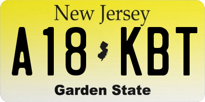 NJ license plate A18KBT