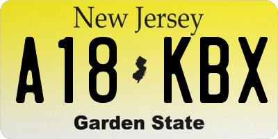 NJ license plate A18KBX