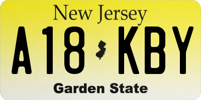 NJ license plate A18KBY