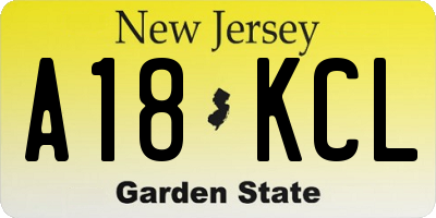 NJ license plate A18KCL