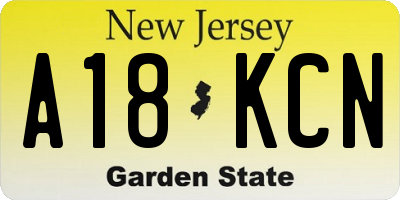 NJ license plate A18KCN