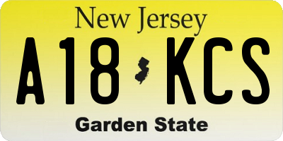 NJ license plate A18KCS