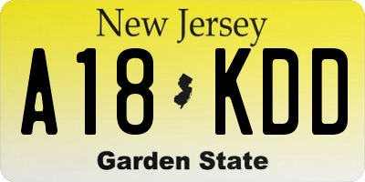 NJ license plate A18KDD
