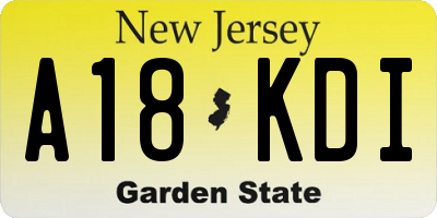 NJ license plate A18KDI