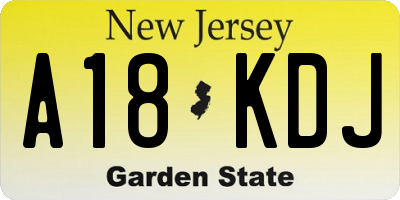 NJ license plate A18KDJ
