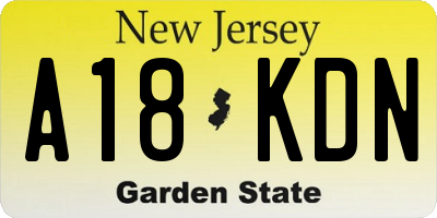 NJ license plate A18KDN