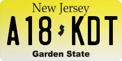 NJ license plate A18KDT