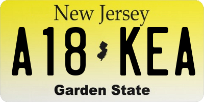NJ license plate A18KEA
