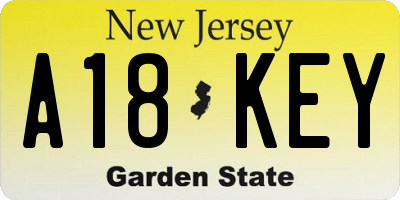 NJ license plate A18KEY