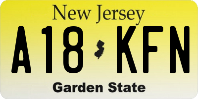 NJ license plate A18KFN