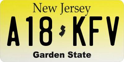 NJ license plate A18KFV
