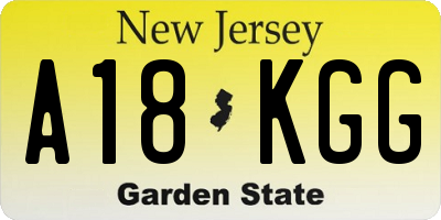 NJ license plate A18KGG