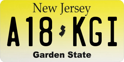 NJ license plate A18KGI