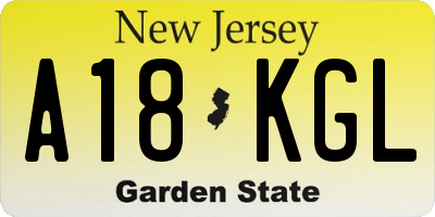 NJ license plate A18KGL