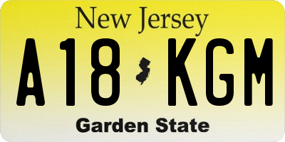 NJ license plate A18KGM
