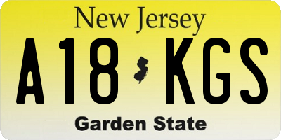 NJ license plate A18KGS
