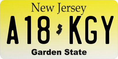 NJ license plate A18KGY