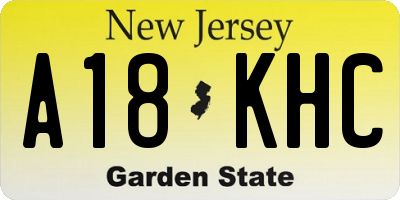 NJ license plate A18KHC