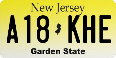 NJ license plate A18KHE