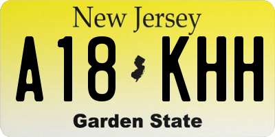 NJ license plate A18KHH