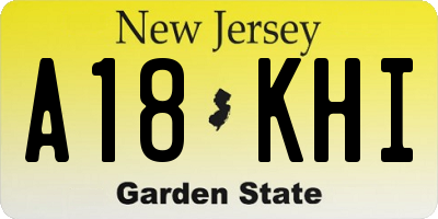 NJ license plate A18KHI
