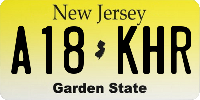 NJ license plate A18KHR