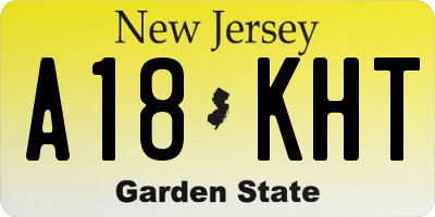 NJ license plate A18KHT