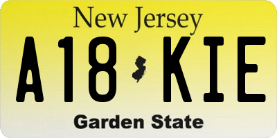 NJ license plate A18KIE