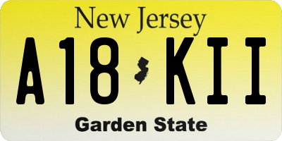 NJ license plate A18KII