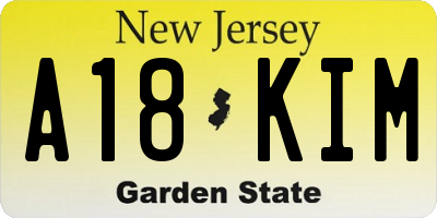 NJ license plate A18KIM