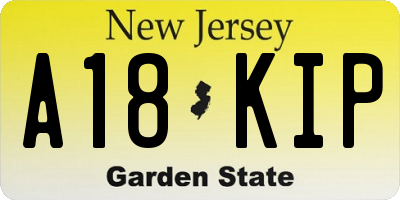 NJ license plate A18KIP