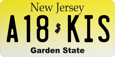 NJ license plate A18KIS