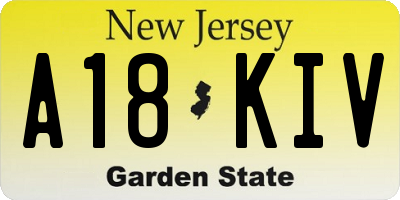 NJ license plate A18KIV