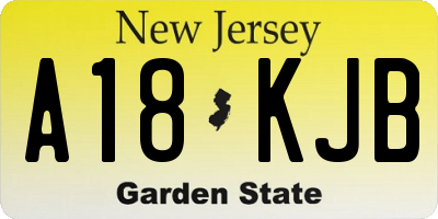 NJ license plate A18KJB